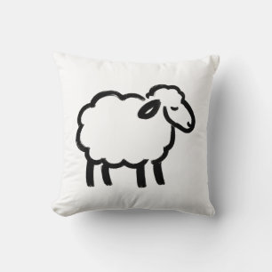 Black Line Sheep - Cosy Animal Ink Design auf Kissen
