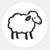 Black Line Sheep - Cosy Animal Ink Design auf Runder Aufkleber (Vorderseite)