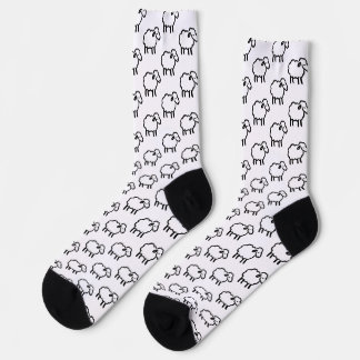 Black Line Sheep – Cozy Animal Ink Design on Socken