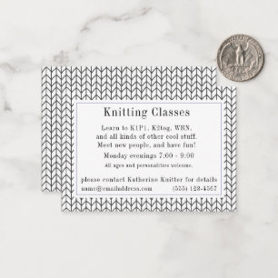 BLACK LINE STRICK "Knitting Classes" Visitenkarte Mitteilungskarte