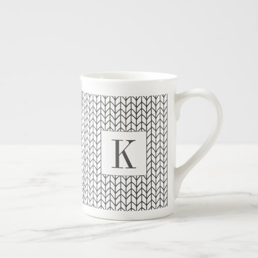 BLACK LINE STRICK Knochen China Tasse + Anfangs (Rechts)