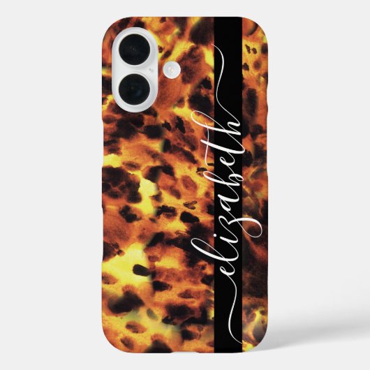 Black Line White Script Ihr Name Schildpatt Case-Mate iPhone Hülle (Rückseite)