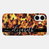 Black Line White Script Ihr Name Schildpatt Case-Mate iPhone Hülle (Rückseite (Horizontal))