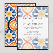 Black Lined Summer Spanish Tiled Wedding Einladung (Vorne/Hinten)
