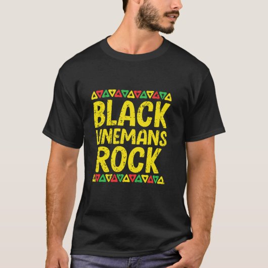 Black Linemans Rock Kente Pride African American L T-Shirt (Vorderseite)