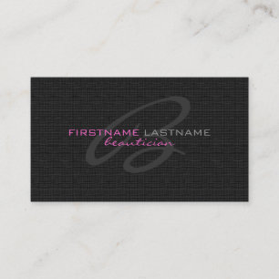 Black Linen Burlap Texture Beautician Card Visitenkarte