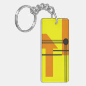 Black Lines Crossing Yellow and Orange Shapes Schlüsselanhänger (Vorderseite links)