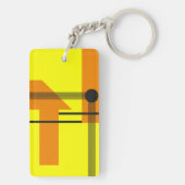 Black Lines Crossing Yellow and Orange Shapes Schlüsselanhänger (Rückseite)