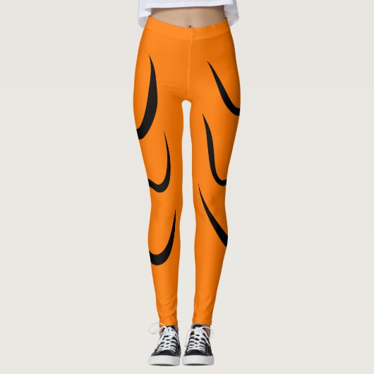 Black Lines Stripes And Orange color Leggings (Vorderseite)