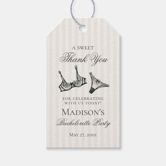 Black Lingerie Dusche Bachelorette Bridal Favor Geschenkanhänger (Vorderseite)