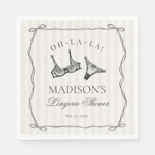 Black Lingerie Dusche Bachelorette Tischdekor Serviette (Vorderseite)