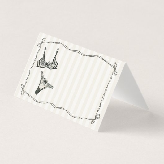 Black Lingerie Shower Bow Place Card Table Decor (Vorderseite)