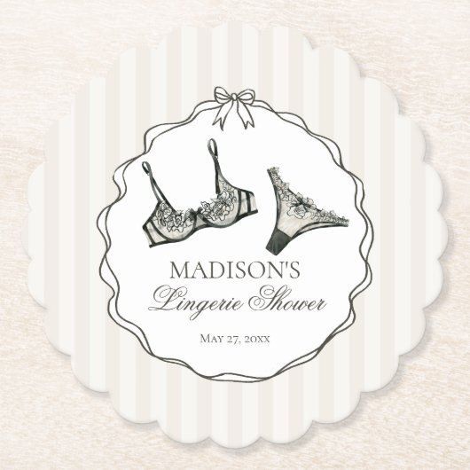Black Lingerie Shower Lace Bachelorette Party Untersetzer (Vorderseite)