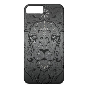 Black Lion Sugar Skull 2 Metallic Grau Hintergrund Case-Mate iPhone Hülle