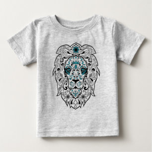 Black Lion Sugar Skull Blue Glitzer Baby T-shirt