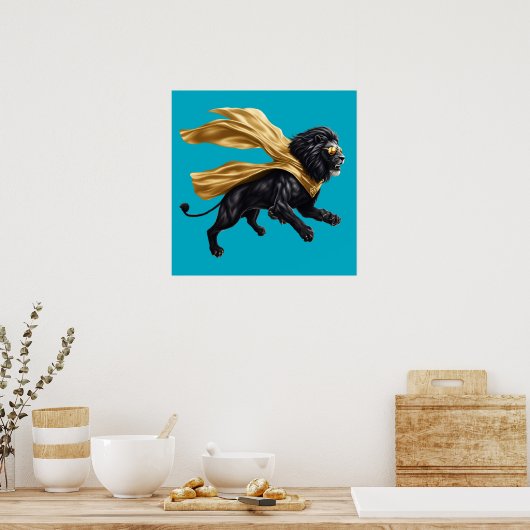 Black Lion Superhero Poster (Küche)