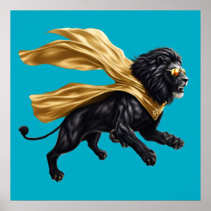 Black Lion Superhero Poster