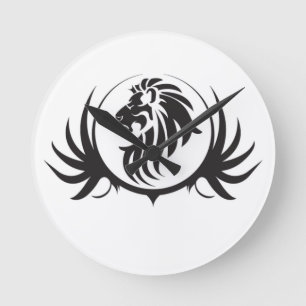 Black Lions Head Runde Wanduhr