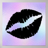 Black Lipstick Kiss auf Pastel Iridescent Foil Poster (Vorne)