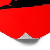 Black Lipstick Kiss Graphic on Red Poster (Ecke)