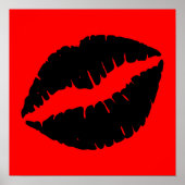 Black Lipstick Kiss Graphic on Red Poster (Vorne)