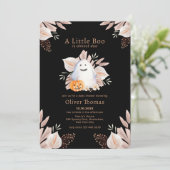 Black Little Boo Boho Ghost Halloween Kinderdusche Einladung (Stehend Vorderseite)