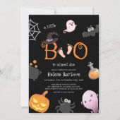 Black Little Boo Halloween Spooky Baby Dusche Einladung (Vorderseite)