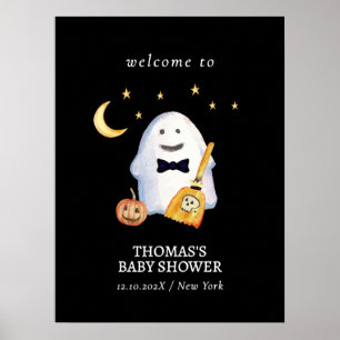 Black Little Boo Witch Ghost Baby Dusche Willkomme Poster