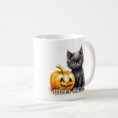 Black Little Kitten | Frohe Halloween Kaffeetasse (VorderseiteRechts)