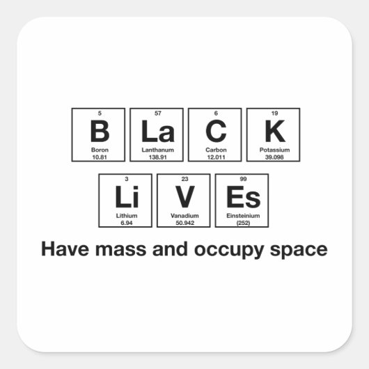 Black Lives - Chemische Symbole Glossy Stickers (Vorderseite)