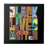 Black Lives Materie BLM Diversity Mural Schwarz H Fliese (Vorderseite)