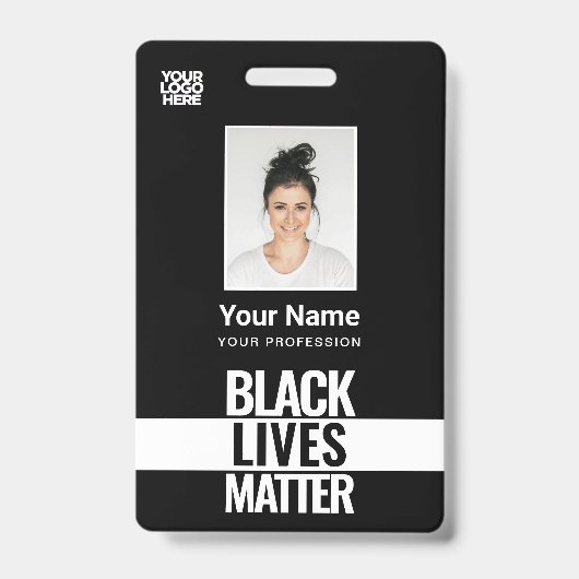 Black Lives Materie Foto, Bar Code, Logo, Name Ausweis (Vorderseite)