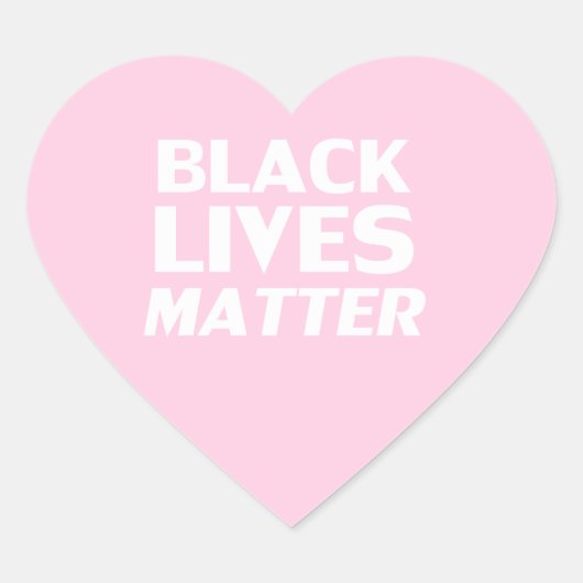 Black Lives Materie Hellrosa weiße Typografie Herz-Aufkleber (Vorderseite)