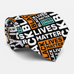 Black Lives Materie Orange Blue Typografie Muster Krawatte