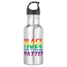 Black Lives Materie Regenbogen Moderne Typografie  Edelstahlflasche