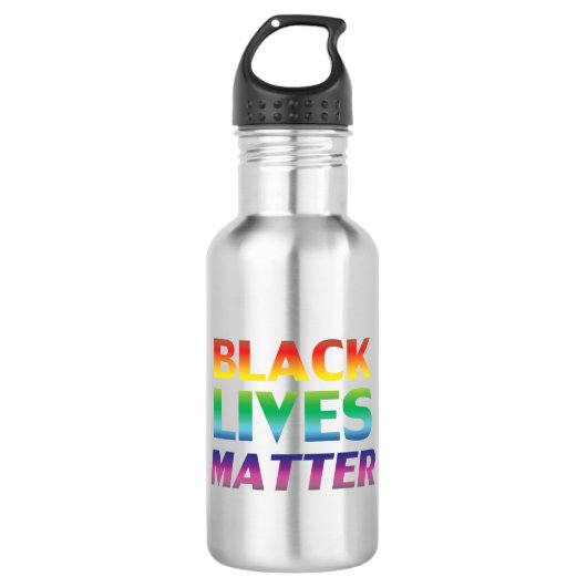 Black Lives Materie Regenbogen Moderne Typografie Edelstahlflasche (Vorderseite)