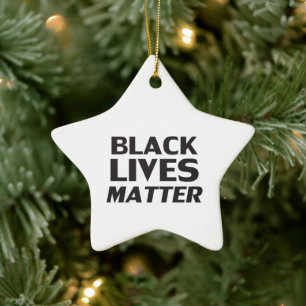 Black Lives Materie Schwarz-Weiß-Stern Weihnachten Keramik Ornament