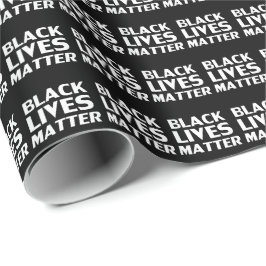Black Lives Materie Schwarz-weiße Typografie Muste Geschenkpapier