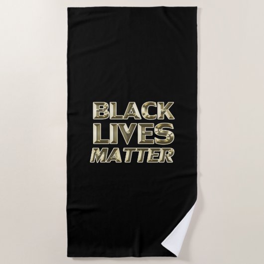 Black Lives Matt Black Gold moderne Typografie Strandtuch (Vorderseite)