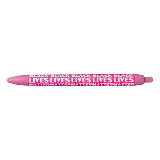 Black Lives Matt Hot Pink Typografie Muster Kugelschreiber (Vorderseite)