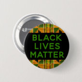 Black Lives Matter - African Kente Ethnic Print Button (Vorne & Hinten)