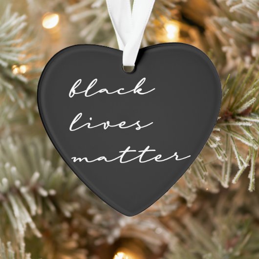 Black Lives Matter Calligraphy Custom Colors Herz Ornament (Baum)