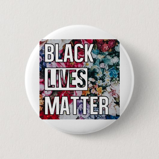 Black Lives Matter Floral Design Button (Vorderseite)