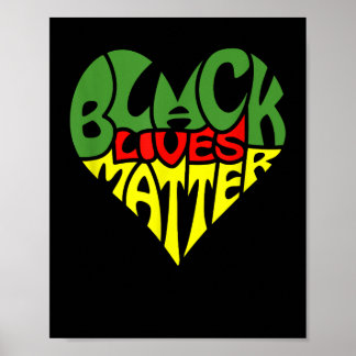 Black Lives Matter Heart Graphic Pan African Flag Poster