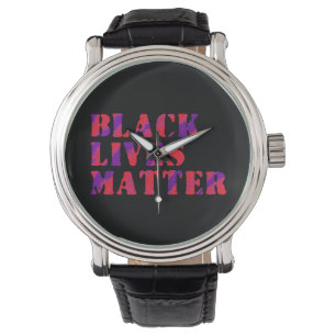 Black Lives Matter Painting 02 Lila Red Custom Armbanduhr