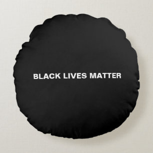 Black Lives Matter Schwarz-Weiß-Text minimalist Rundes Kissen