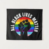 Black Living Matter Fist und LGBTQ Flag Wandteppich (Vorderseite (Horizontal))