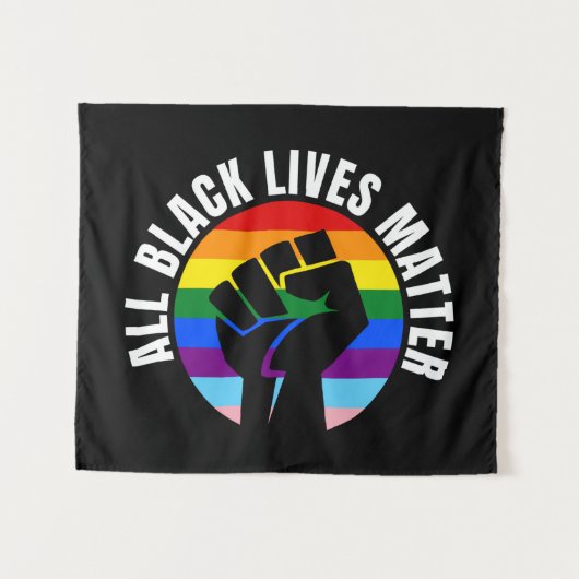 Black Living Matter Fist und LGBTQ Flag Wandteppich (Vorderseite (Horizontal))