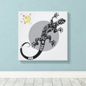Black Lizard Abstract Pattern Canvas Art Leinwanddruck (Insitu (Holzboden))
