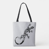 Black Lizard Gray Tote Bag – Reptile Art Design Tasche (Rückseite)